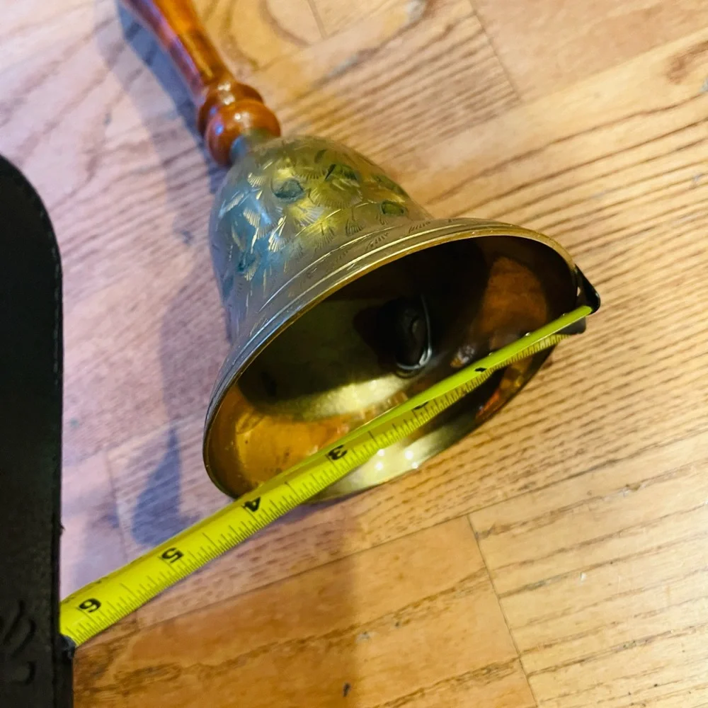 MSR 11” large brass bell with a wood handle Vintage